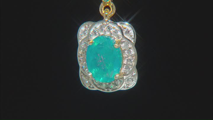 Paraiba Blue Opal 18K Yellow Gold Over Sterling Silver Pendant With Chain 0.75ctw Video Thumbnail