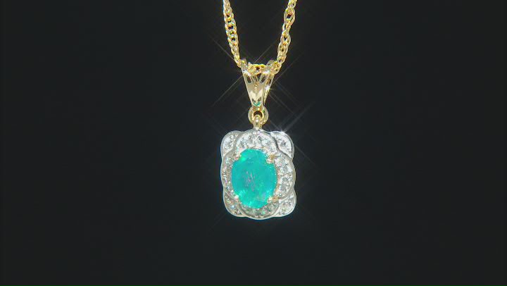 Paraiba Blue Opal 18K Yellow Gold Over Sterling Silver Pendant With Chain 0.75ctw Video Thumbnail