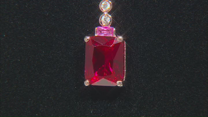 Red Lab Created Ruby 18k Rose Gold Over Silver Pendant With Chain 2.12ctw Video Thumbnail