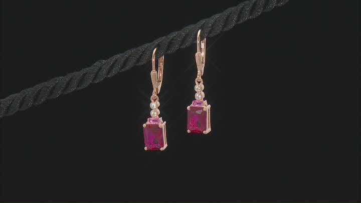 Red Lab Created Ruby 18k Rose Gold Over Sterling Silver Earrings 2.49ctw Video Thumbnail
