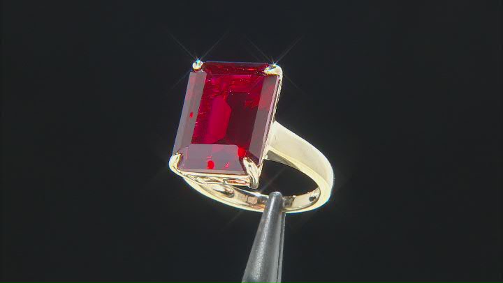 Red Lab Created Ruby 18k Yellow Gold Over Sterling Silver Ring, Pendant Earrings Video Thumbnail