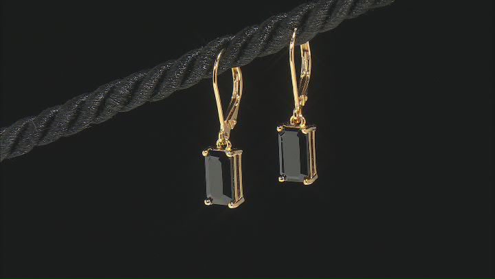 Black Spinel 18k Yellow Gold Over Sterling Silver Earrings 3.40ctw Video Thumbnail