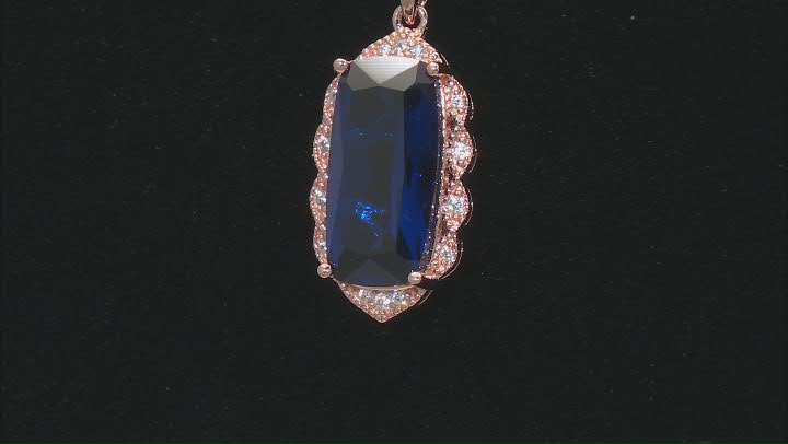 Blue Lab Created Spinel 18k Rose Gold Over Sterling Silver Pendant with Chain 6.25ctw Video Thumbnail