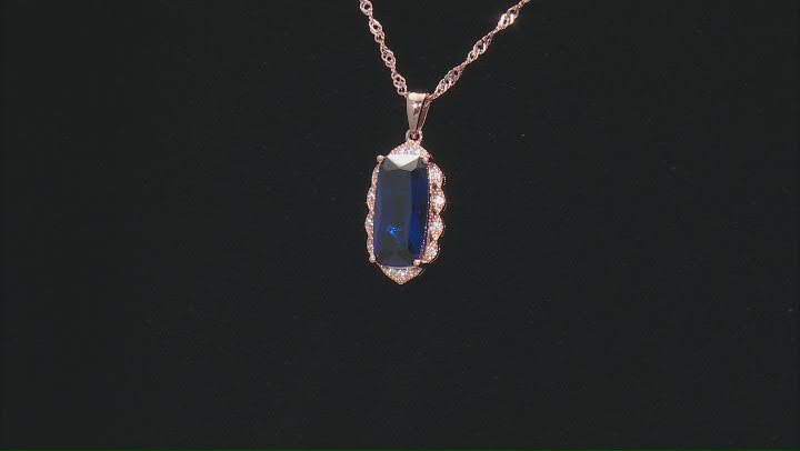 Blue Lab Created Spinel 18k Rose Gold Over Sterling Silver Pendant with Chain 6.25ctw Video Thumbnail