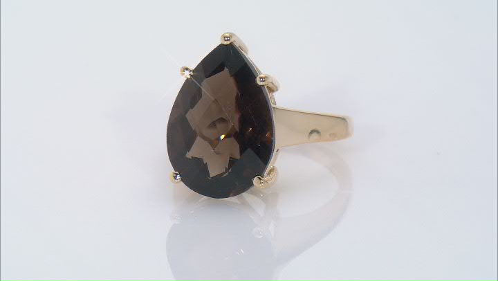 Brown Smoky Quartz 18k Yellow Gold Over Sterling Silver Ring 9.00ct Video Thumbnail