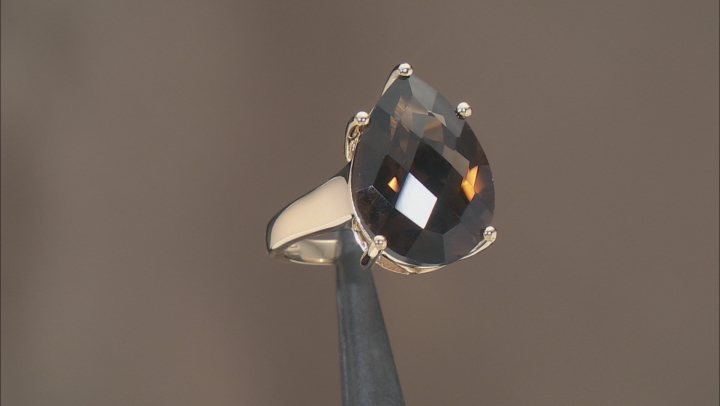 Brown Smoky Quartz 18k Yellow Gold Over Sterling Silver Ring 9.00ct Video Thumbnail