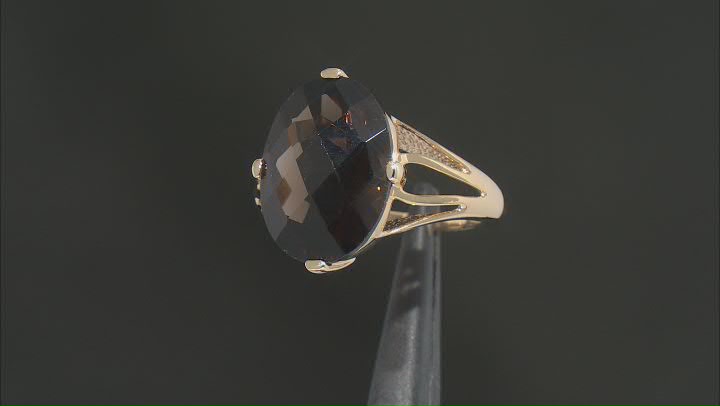 Brown Smoky Quartz 18k Yellow Gold Over Sterling Silver Ring 10.65ctw Video Thumbnail