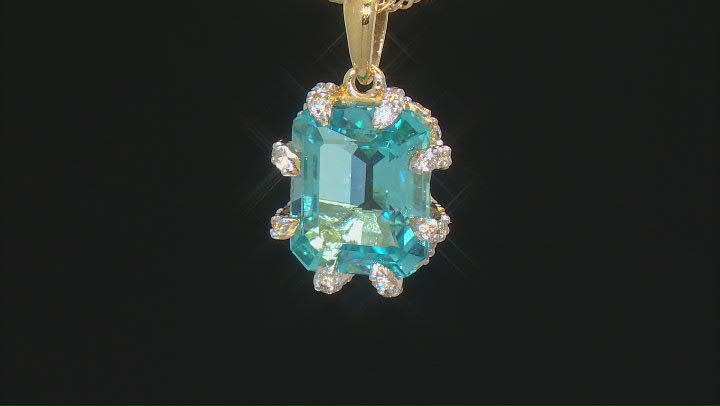 Swiss Blue Topaz 18k Yellow Gold Over Silver Pendant W/Chain 5.28ctw Video Thumbnail