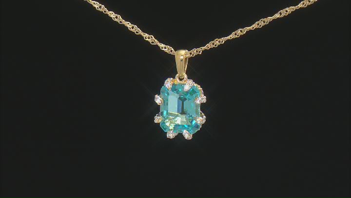 Swiss Blue Topaz 18k Yellow Gold Over Silver Pendant W/Chain 5.28ctw Video Thumbnail