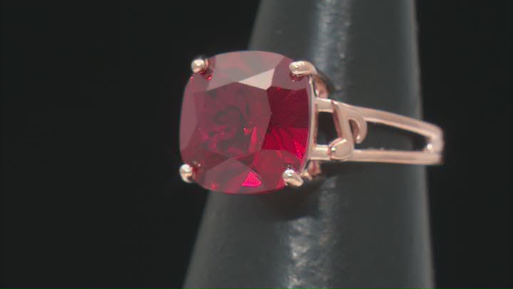 Lab Created Ruby 18K Rose Gold Over Silver Solitaire Ring 6.80ct Video Thumbnail