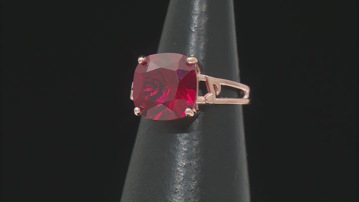 Lab Created Ruby 18K Rose Gold Over Silver Solitaire Ring 6.80ct Video Thumbnail
