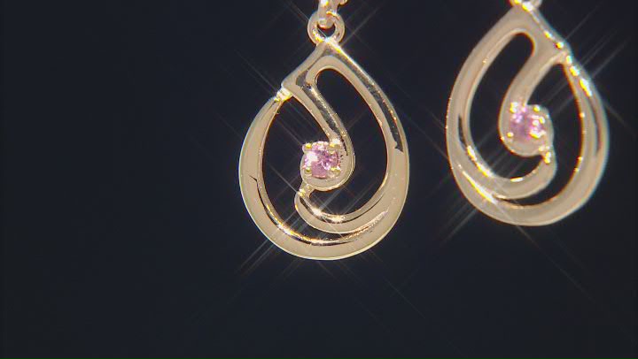 Pink Color Shift Garnet 18k Yellow Gold Over Sterling Silver Music Note Earrings 0.15ctw Video Thumbnail