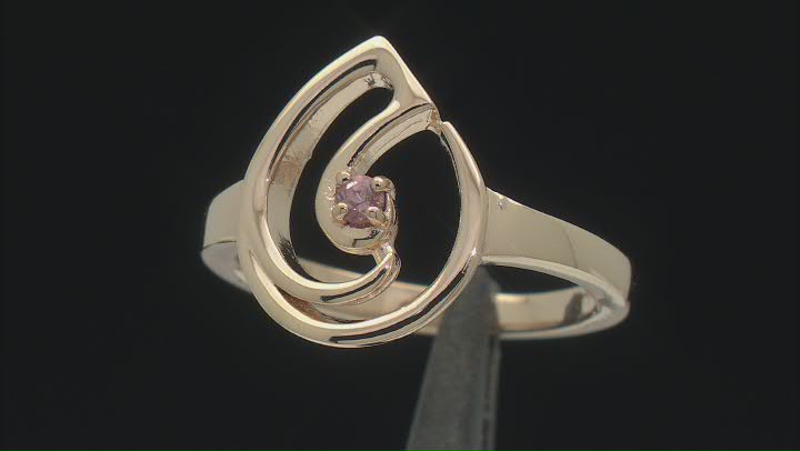 Pink Color Shift Garnet 18k Yellow Gold Over Sterling Silver Music Note Ring Video Thumbnail
