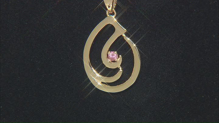 Pink Color Shift Garnet 18k Yellow Gold Over Sterling Silver Music Note Pendant With Chain 0.13ct Video Thumbnail