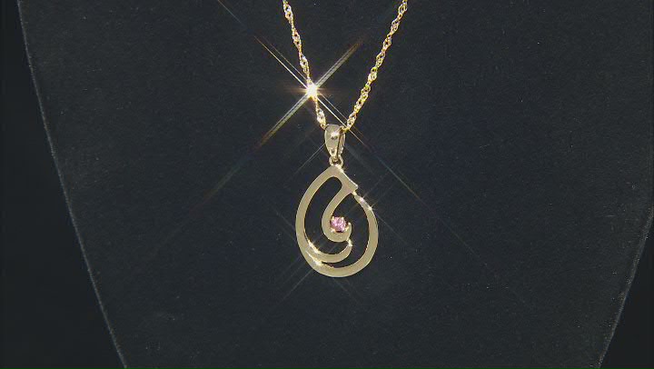 Pink Color Shift Garnet 18k Yellow Gold Over Sterling Silver Music Note Pendant With Chain 0.13ct Video Thumbnail