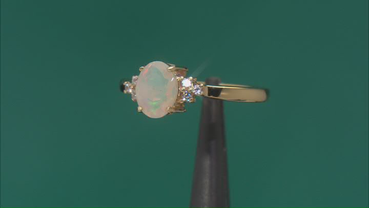 Multi-Color Ethiopian Opal 18k Yellow Gold Over Sterling Silver Ring 0.82ctw Video Thumbnail