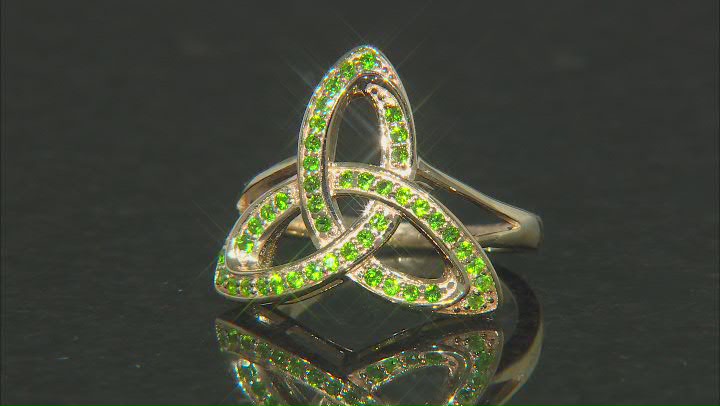 Green Chrome Diopside 18K Yellow Gold Over Sterling Silver Trinity Knot Ring 0.37ctw Video Thumbnail
