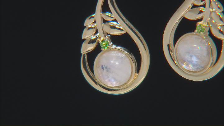 Rainbow Moonstone 18k Yellow Gold Over Sterling Silver Earrings 0.03ct Video Thumbnail