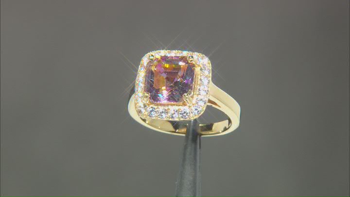 Multi Color Quartz and White Zircon 18k Yellow Gold Over Sterling Silver Ring 4.00ctw Video Thumbnail