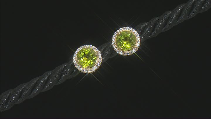 Green Peridot 18k Yellow Gold Over Sterling Silver Stud Earrings 2.83ctw Video Thumbnail