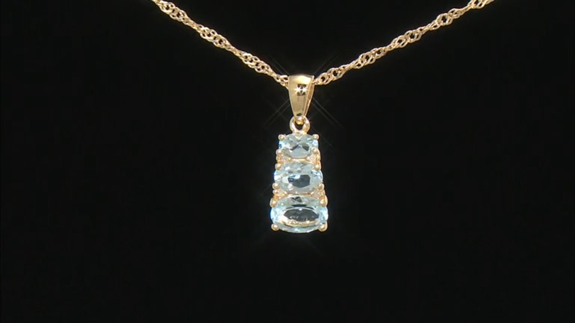 Blue Aquamarine 18k Yellow Gold Over Sterling Silver Pendant With Chain 1.13ctw Video Thumbnail