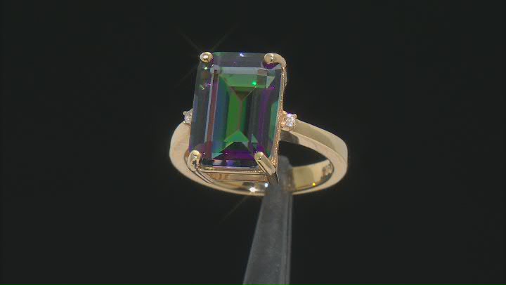 Multi-Color Quartz 18k Yellow Gold Over Sterling Silver Ring 6.07ctw Video Thumbnail