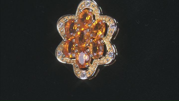 Orange Fire Opal With White Zircon 18k Yellow Gold Over Sterling Silver Pendant With Chain 0.68ctw Video Thumbnail
