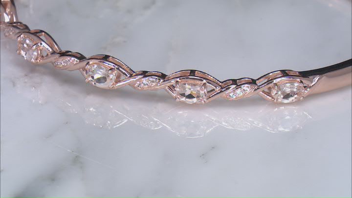 Morganite With White Zircon 18k Rose Gold Over Sterling Silver Bangle Bracelet 1.64ctw Video Thumbnail