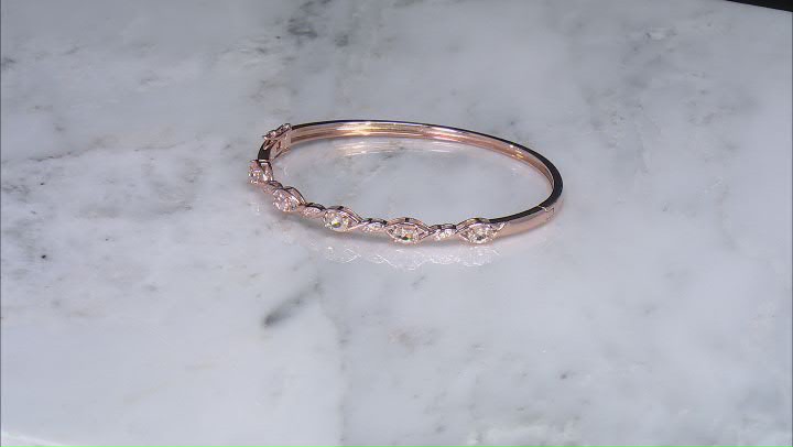 Morganite With White Zircon 18k Rose Gold Over Sterling Silver Bangle Bracelet 1.64ctw Video Thumbnail
