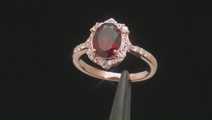 Red Garnet 18k Rose Gold Over Sterling Silver Ring 2.39ctw Video Thumbnail