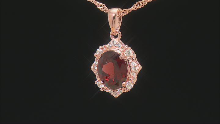 Red Garnet 18k Rose Gold Over Sterling Silver Pendant With Chain 2.29ctw Video Thumbnail