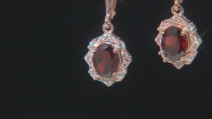 Red Garnet 18k Rose Gold Over Sterling Silver Earrings 3.03ctw Video Thumbnail