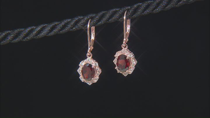Red Garnet 18k Rose Gold Over Sterling Silver Earrings 3.03ctw Video Thumbnail