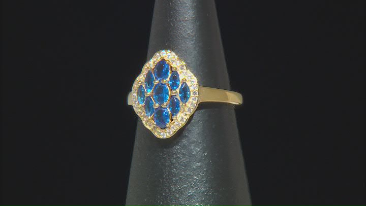 Blue Lab Created Spinel 18k Yellow Gold Over Sterling Silver Ring 0.90ctw Video Thumbnail