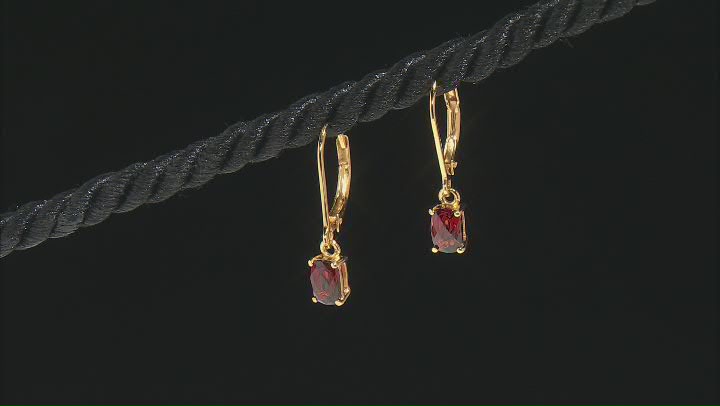 Red Garnet 18k Yellow Gold Over Sterling Silver Earrings 0.90ctw Video Thumbnail