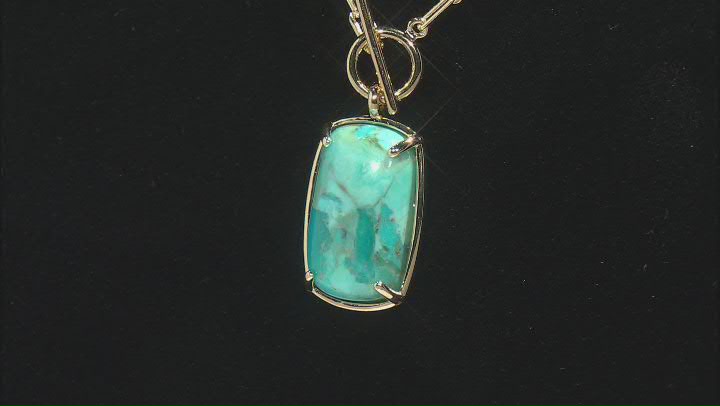 Blue Turquoise 18k Yellow Gold Over Sterling Silver Paperclip Necklace Video Thumbnail