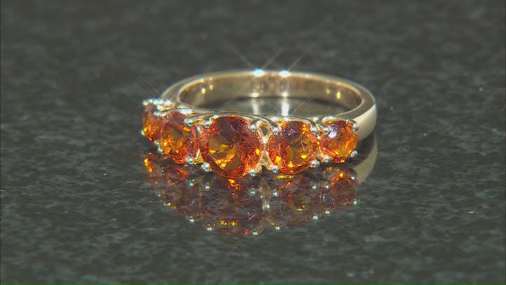 Orange Madeira Citrine 18k Yellow Gold Over Sterling Silver 5-Stone Band Ring 2.09ctw Video Thumbnail