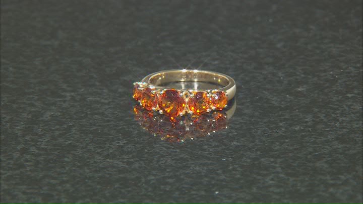 Orange Madeira Citrine 18k Yellow Gold Over Sterling Silver 5-Stone Band Ring 2.09ctw Video Thumbnail