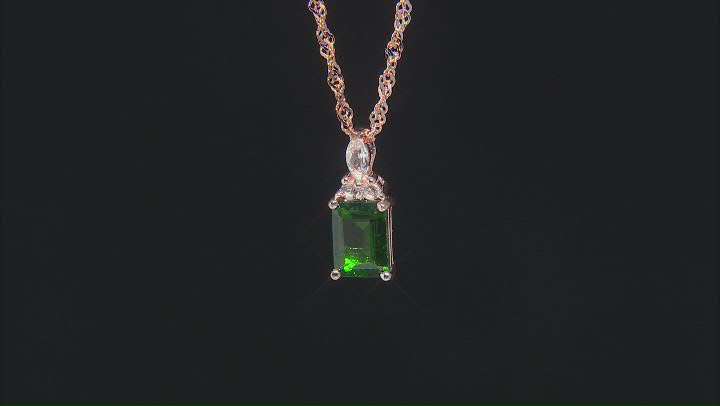 Green Chrome Diopside 18k Rose Gold Over Sterling Silver Pendant with Chain 1.56ctw Video Thumbnail
