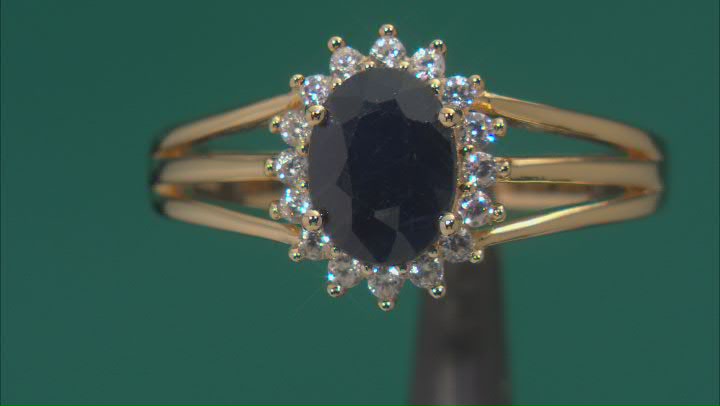 Blue Sapphire 18k Yellow Gold Over Sterling Silver Ring 1.31ctw Video Thumbnail