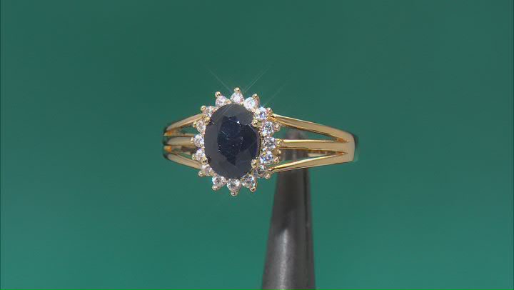 Blue Sapphire 18k Yellow Gold Over Sterling Silver Ring 1.31ctw Video Thumbnail