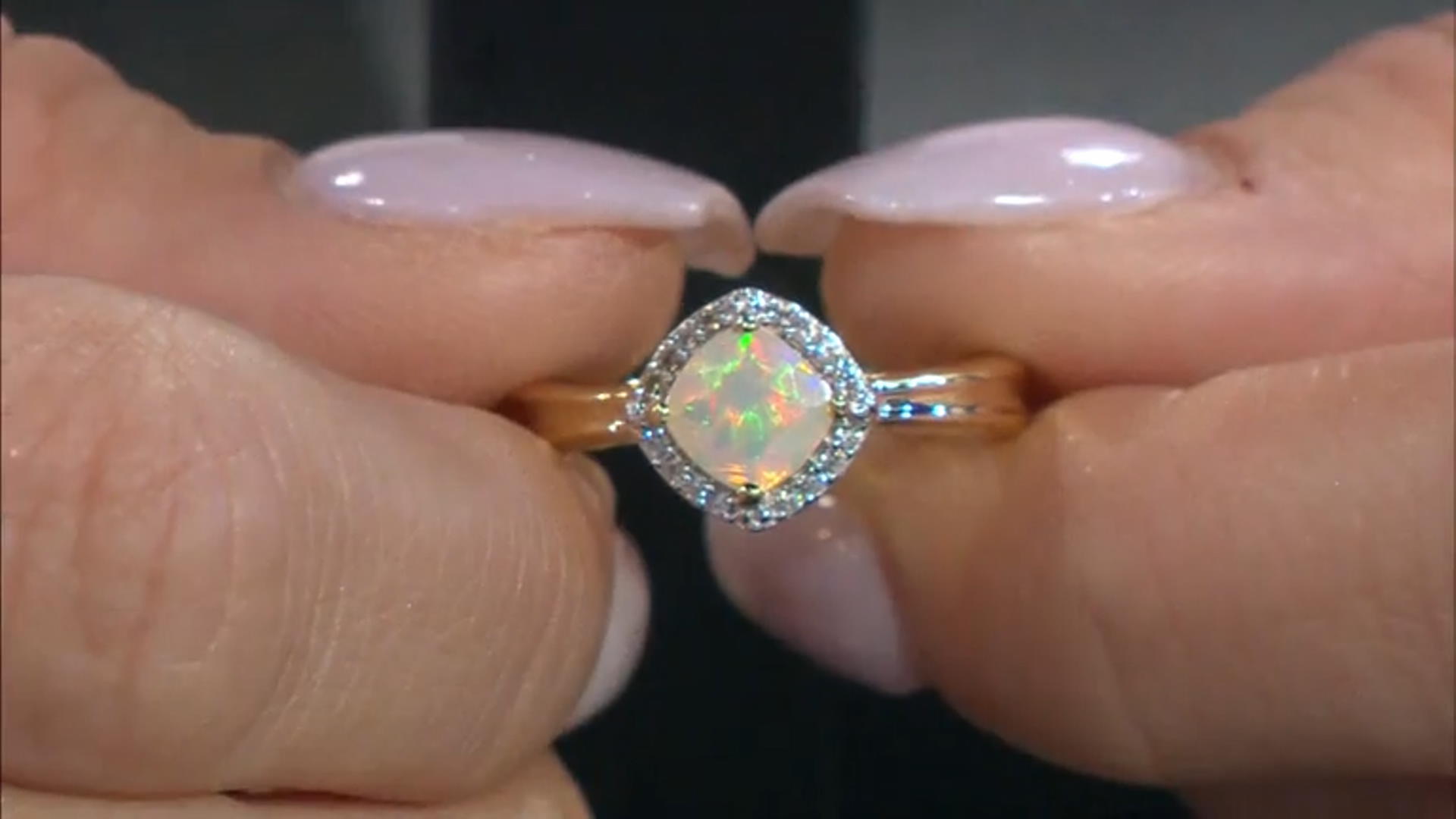 White Ethiopian Opal 18k Yellow Gold Over Sterling Silver Ring 0.55ctw Video Thumbnail