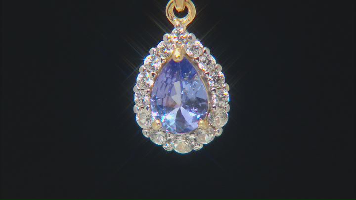 Blue Tanzanite 18k Yellow Gold Over Sterling Silver Pendant with Chain 0.86ctw Video Thumbnail