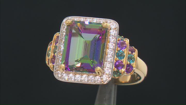 Green Mystic Topaz® 18k Yellow Gold Over Sterling Silver Ring 5.62ctw Video Thumbnail