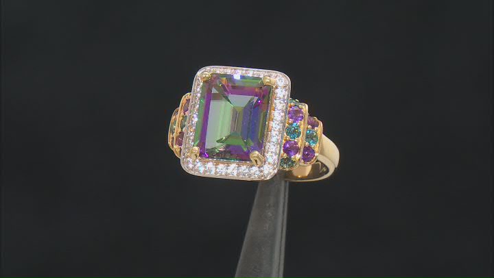 Green Mystic Topaz® 18k Yellow Gold Over Sterling Silver Ring 5.62ctw Video Thumbnail
