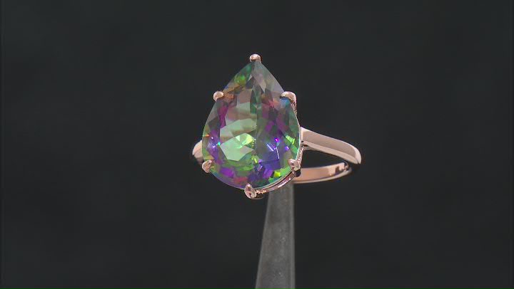 Multi-Color Mystic Topaz® 18k Rose Gold Over Sterling Silver Solitaire Ring 8.38ct Video Thumbnail