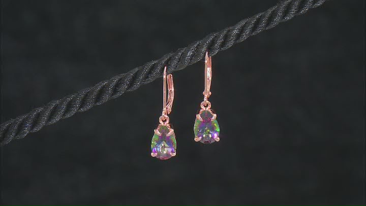 Multi-Color Mystic Topaz® 18k Rose Gold Over Sterling Silver Dangle Earrings 3.56ctw Video Thumbnail