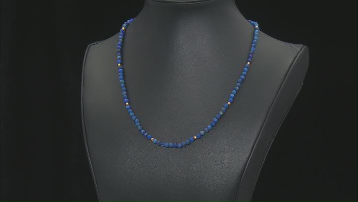 Blue Lapis Lazuli 18k Yellow Gold Over Sterling Silver Bead Necklace Video Thumbnail