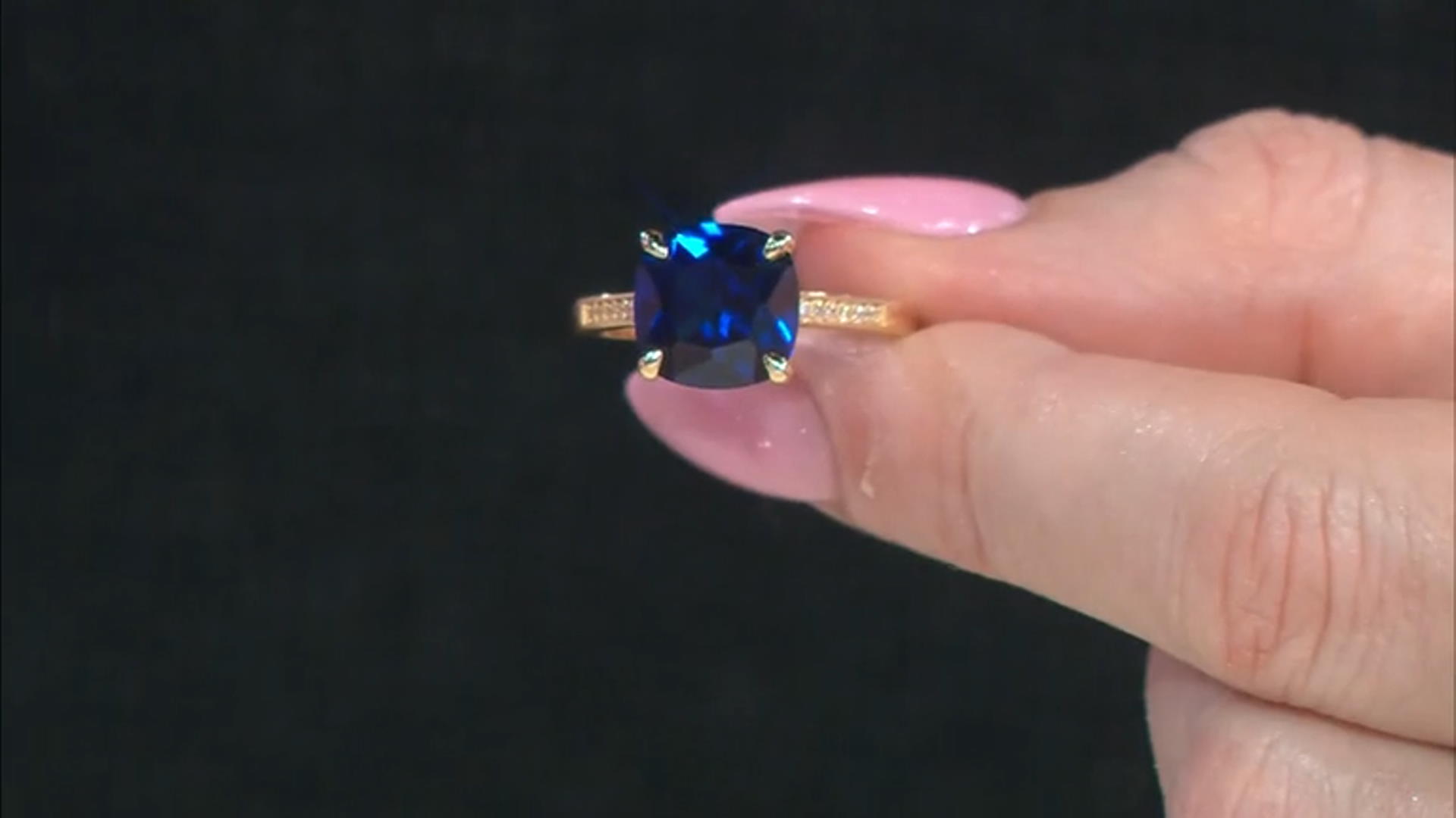 Blue Lab Created Spinel 18k Yellow Gold Over Sterling Silver Ring Set of 2 Video Thumbnail