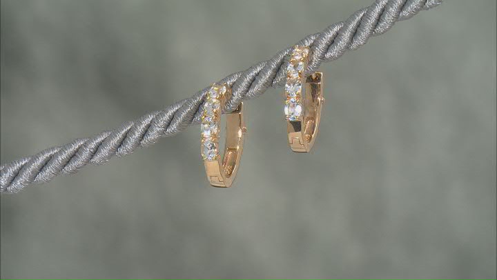 Blue Aquamarine 18k Yellow Gold Over Sterling Silver Hoop Earrings 1.04ctw Video Thumbnail